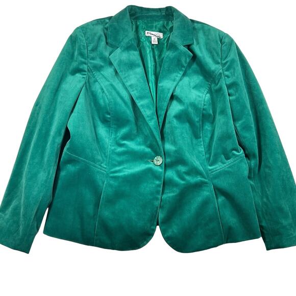 Kim Rogers Women's Long Sleeve Soft Green Corduroy Blazer Top Jacket Size 10P - Picture 2 of 12